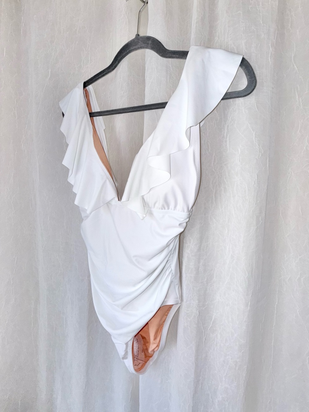 J. Crew White Women's Swimwear one piece ruffle Trim